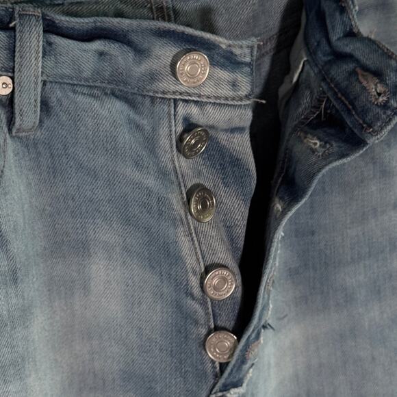 KanCan High Rise Distressed Wide Leg Jeans Light Wash Button Fly Size 9/28 - Picture 4 of 6